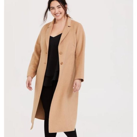 torrid Jackets & Blazers - Torrid Tan Woolen Button Duster Coat 3X